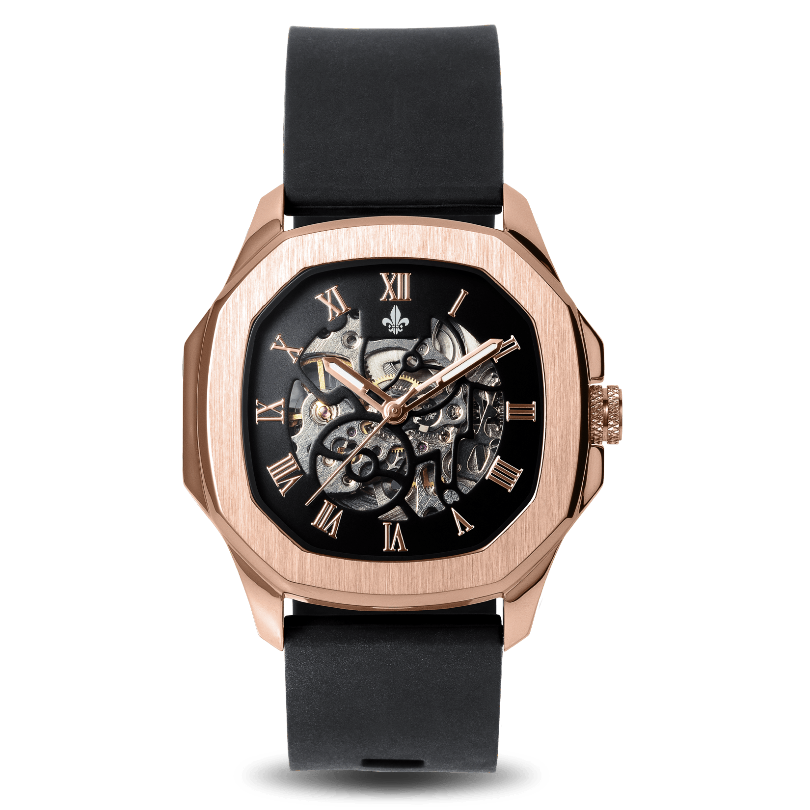The Avalon Rose Gold + Grey Camo Strap