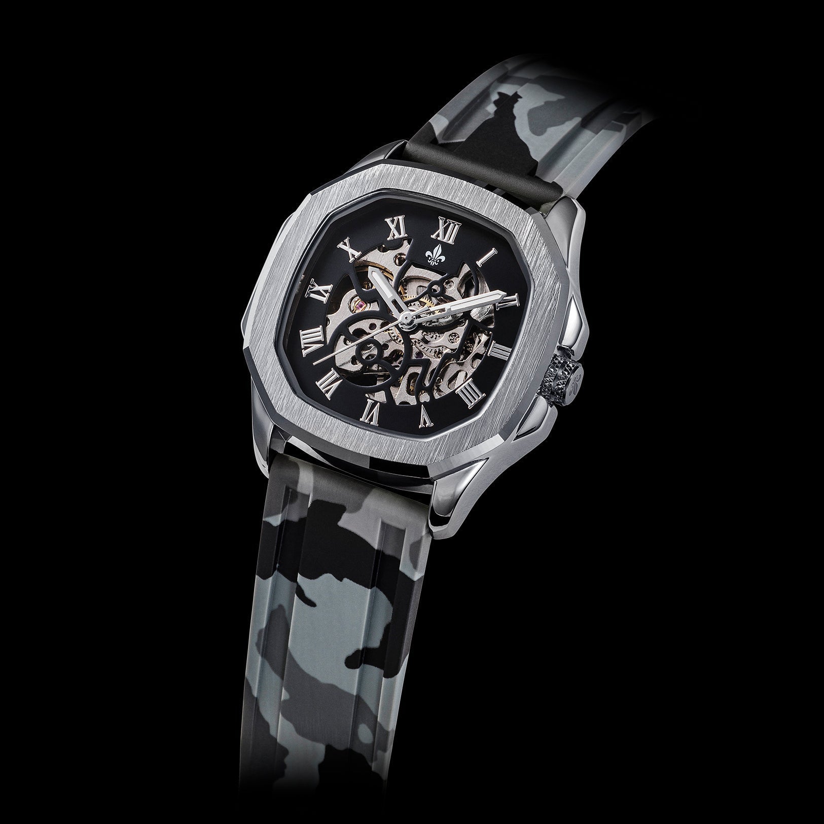 The Avalon Silver + Grey Camo Strap