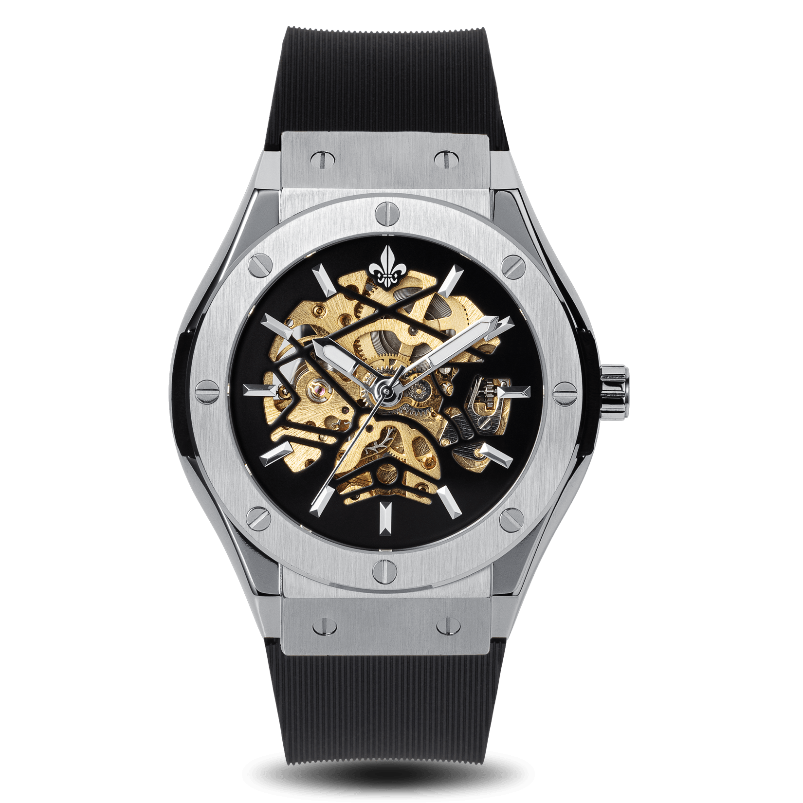 Prague Skeleton Automatic Deluxe - Silver + Silver Link Strap