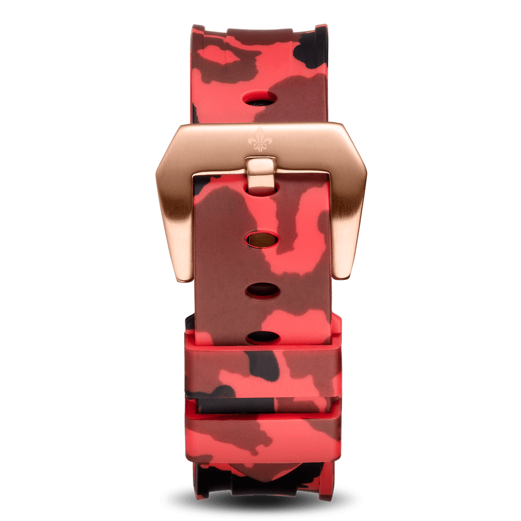 Red Camo Strap With Rose Gold Buckle