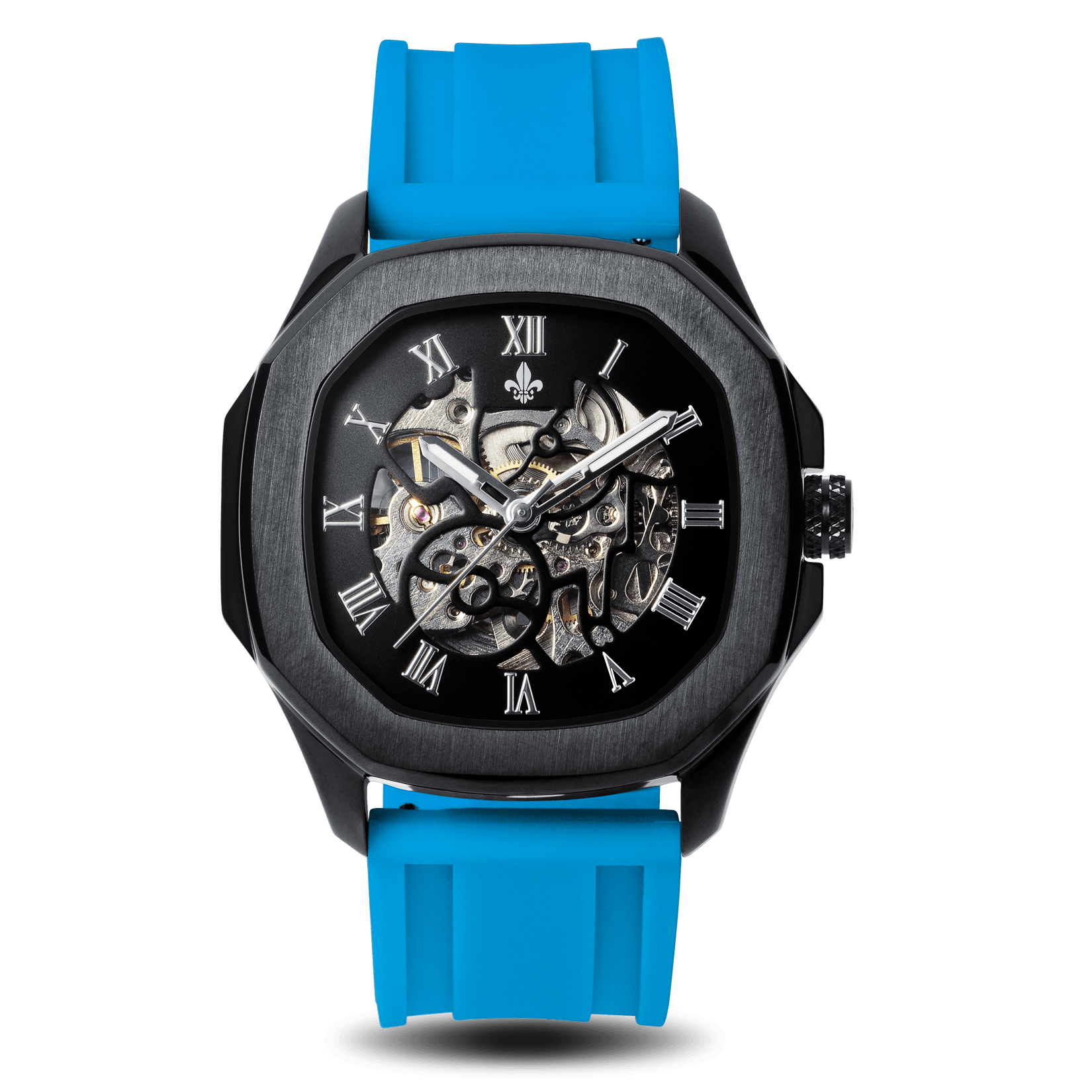 The Avalon Black + Blue Silicone Strap