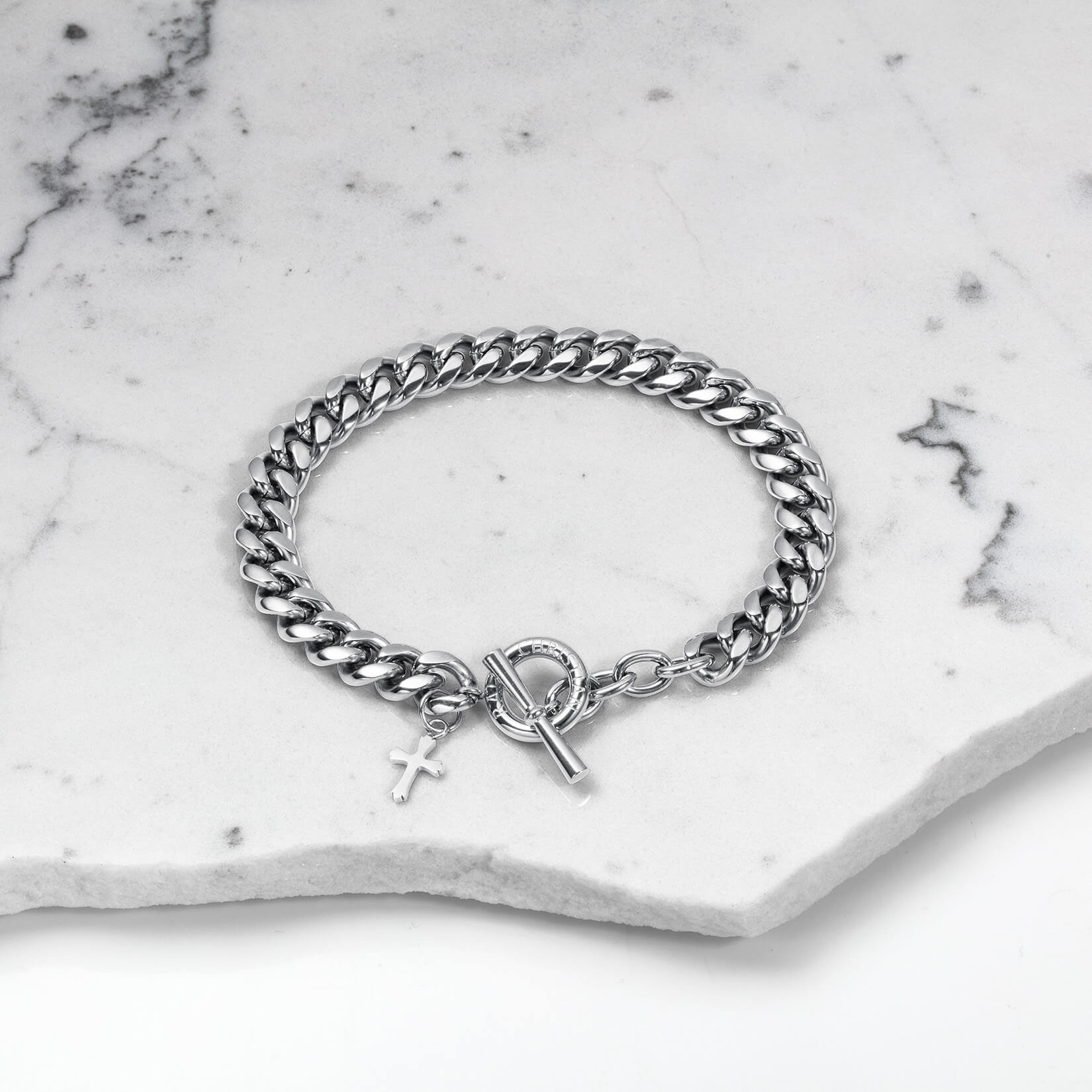 The Cross Pendant Bracelet - Silver