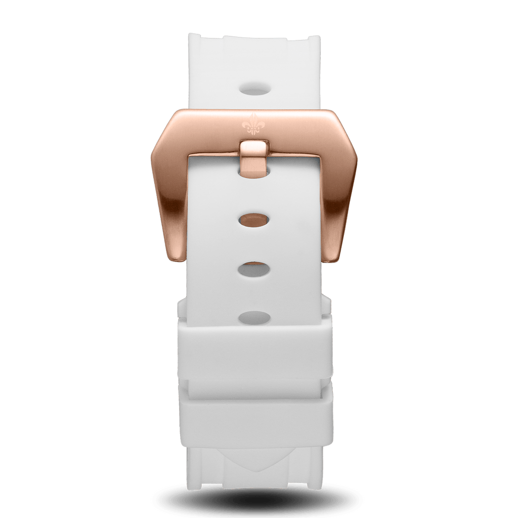 White Silicone Strap With Rose Gold Buckle