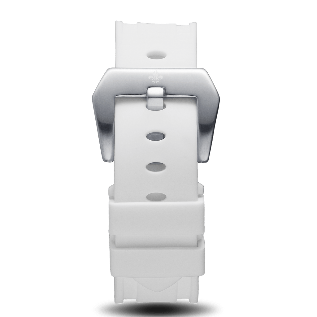 White Silicone Strap With Silver Buckle