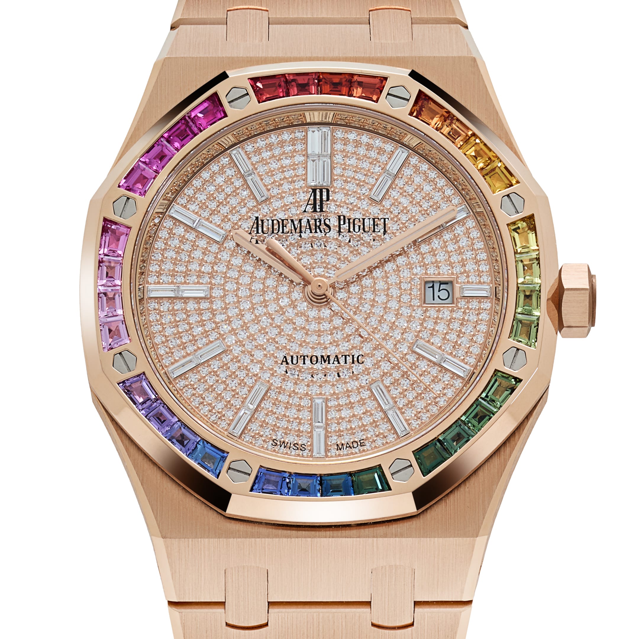 Lorin x A Royal Oak Rose Gold Rainbow Sapphires