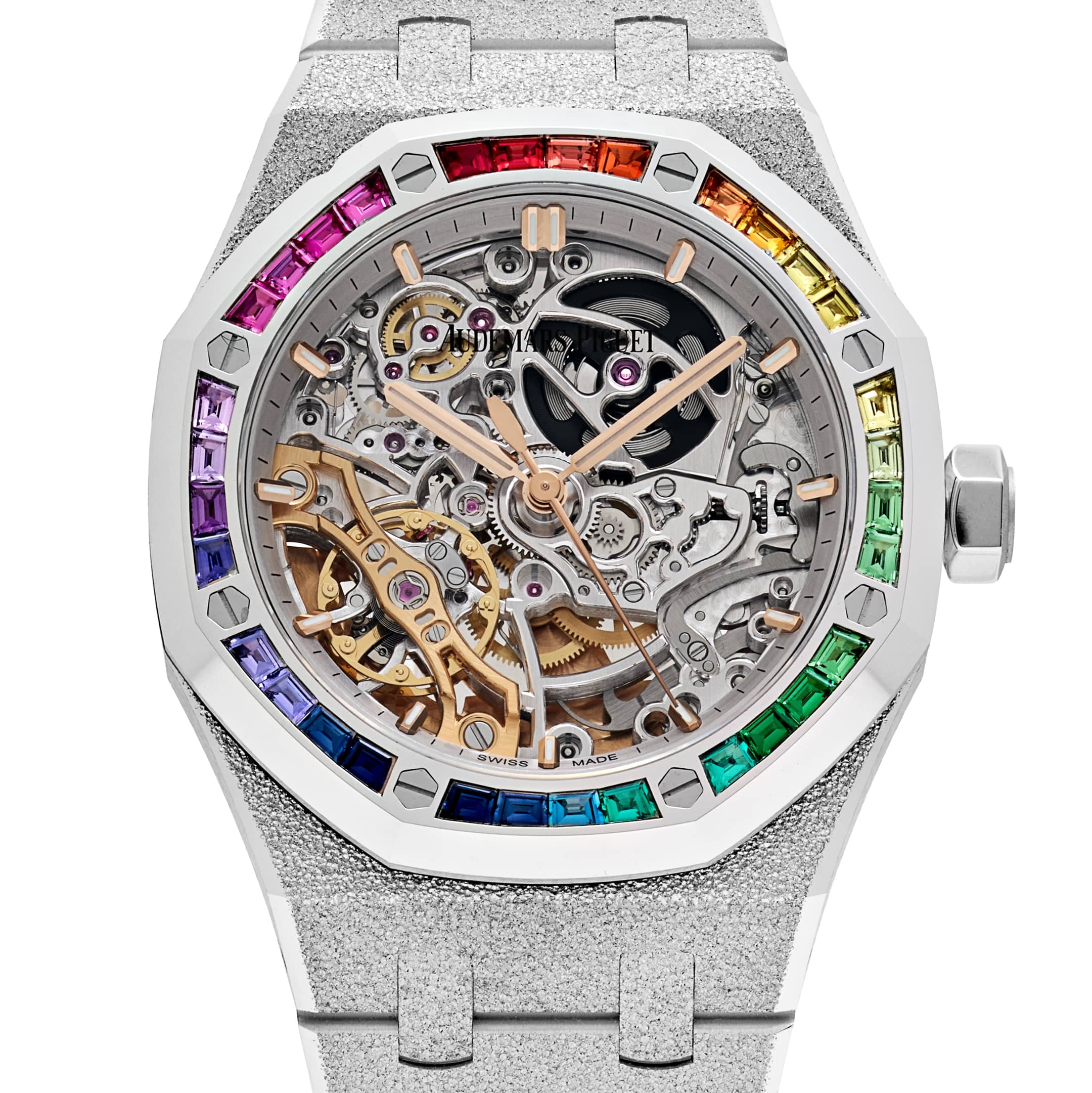 Lorin x A Royal Oak Double Balance Wheel White Gold Rainbow Sapphires