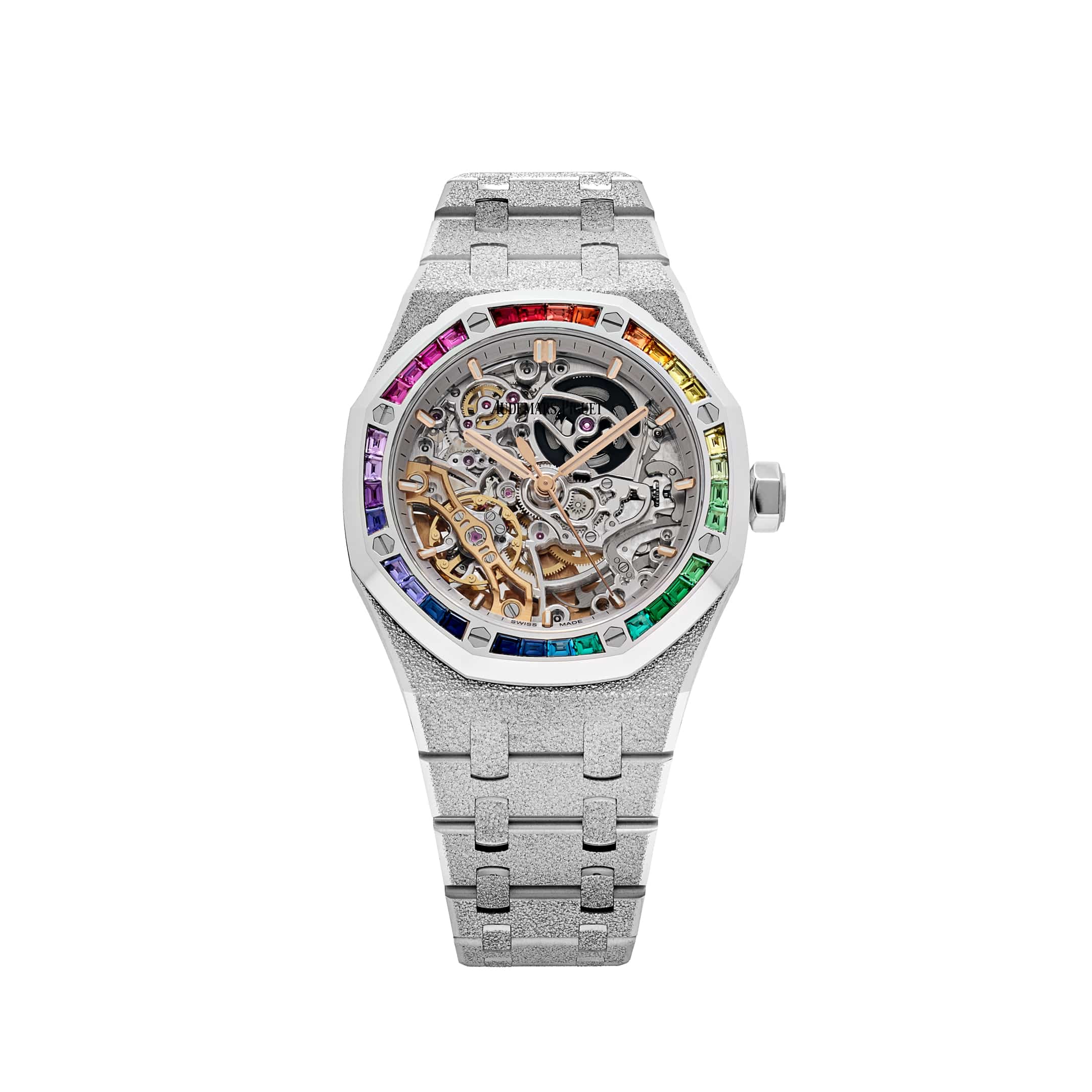 Lorin x A Royal Oak Double Balance Wheel White Gold Rainbow Sapphires
