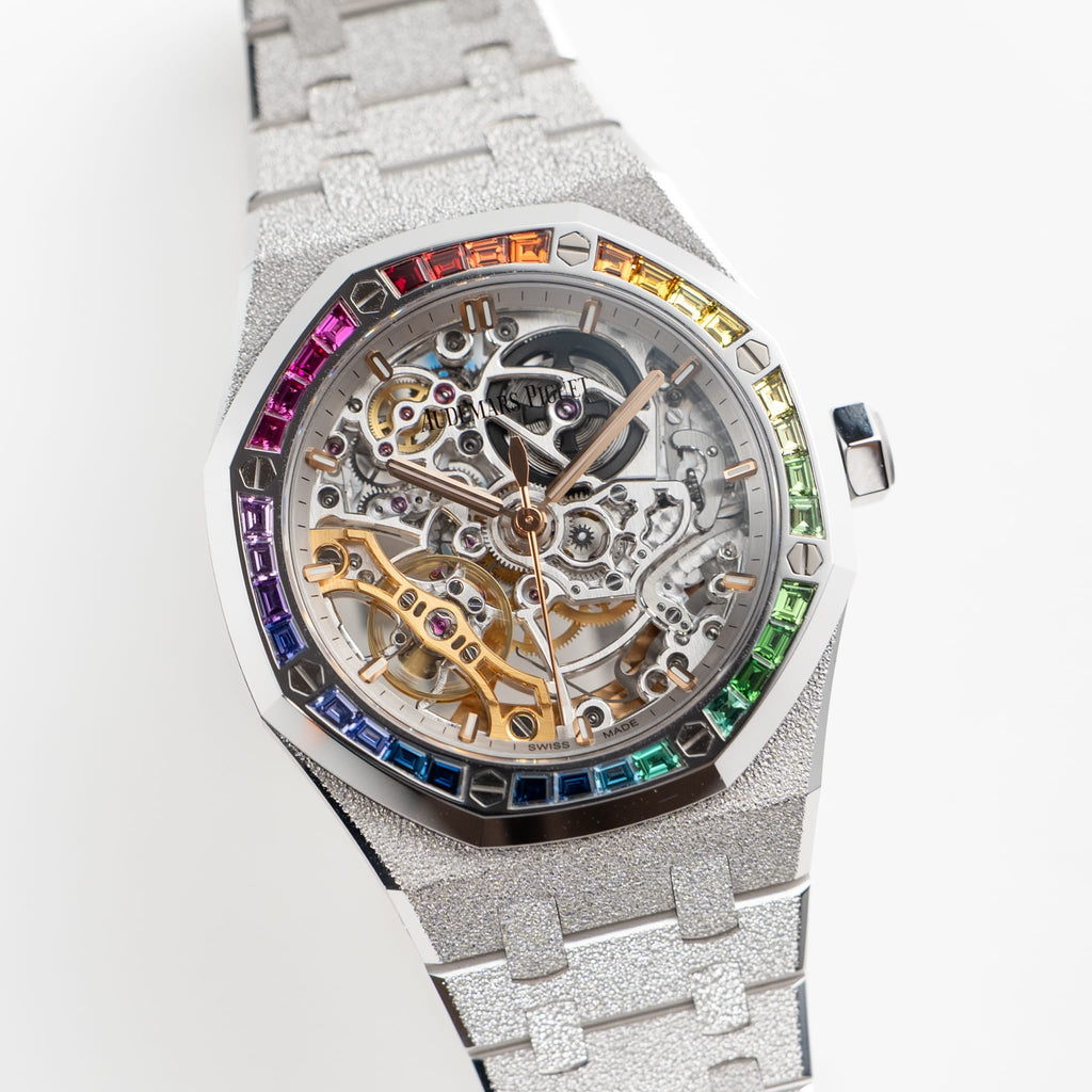 Lorin x A Royal Oak Double Balance Wheel White Gold Rainbow Sapphires