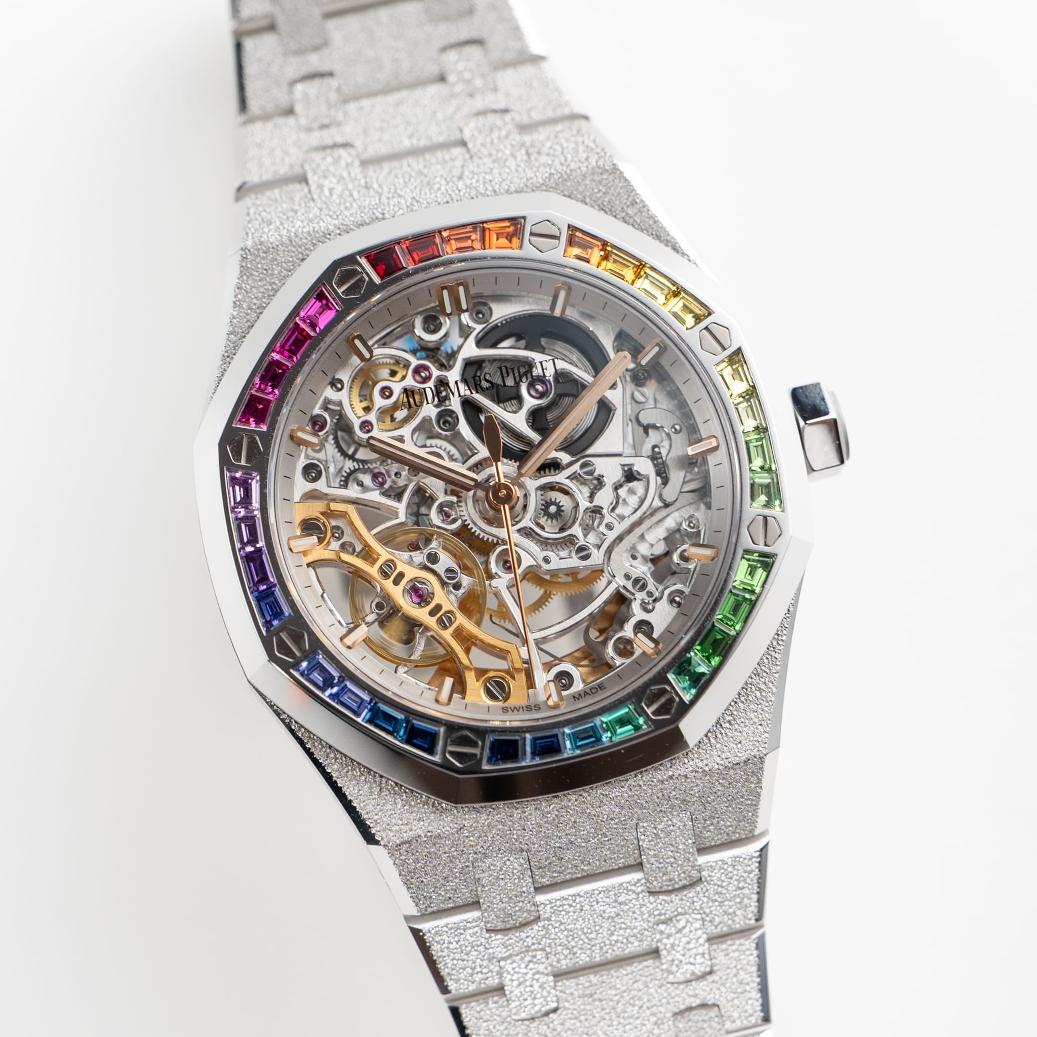 Lorin x A Royal Oak Double Balance Wheel White Gold Rainbow Sapphires