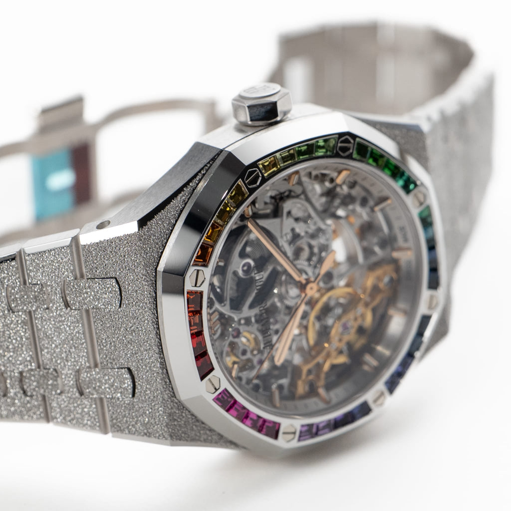 Lorin x A Royal Oak Double Balance Wheel White Gold Rainbow Sapphires