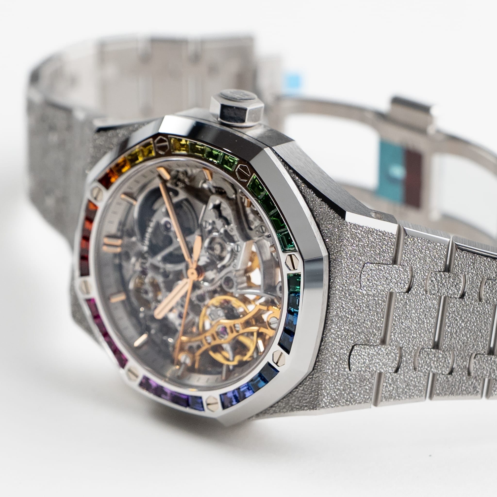 Lorin x A Royal Oak Double Balance Wheel White Gold Rainbow Sapphires