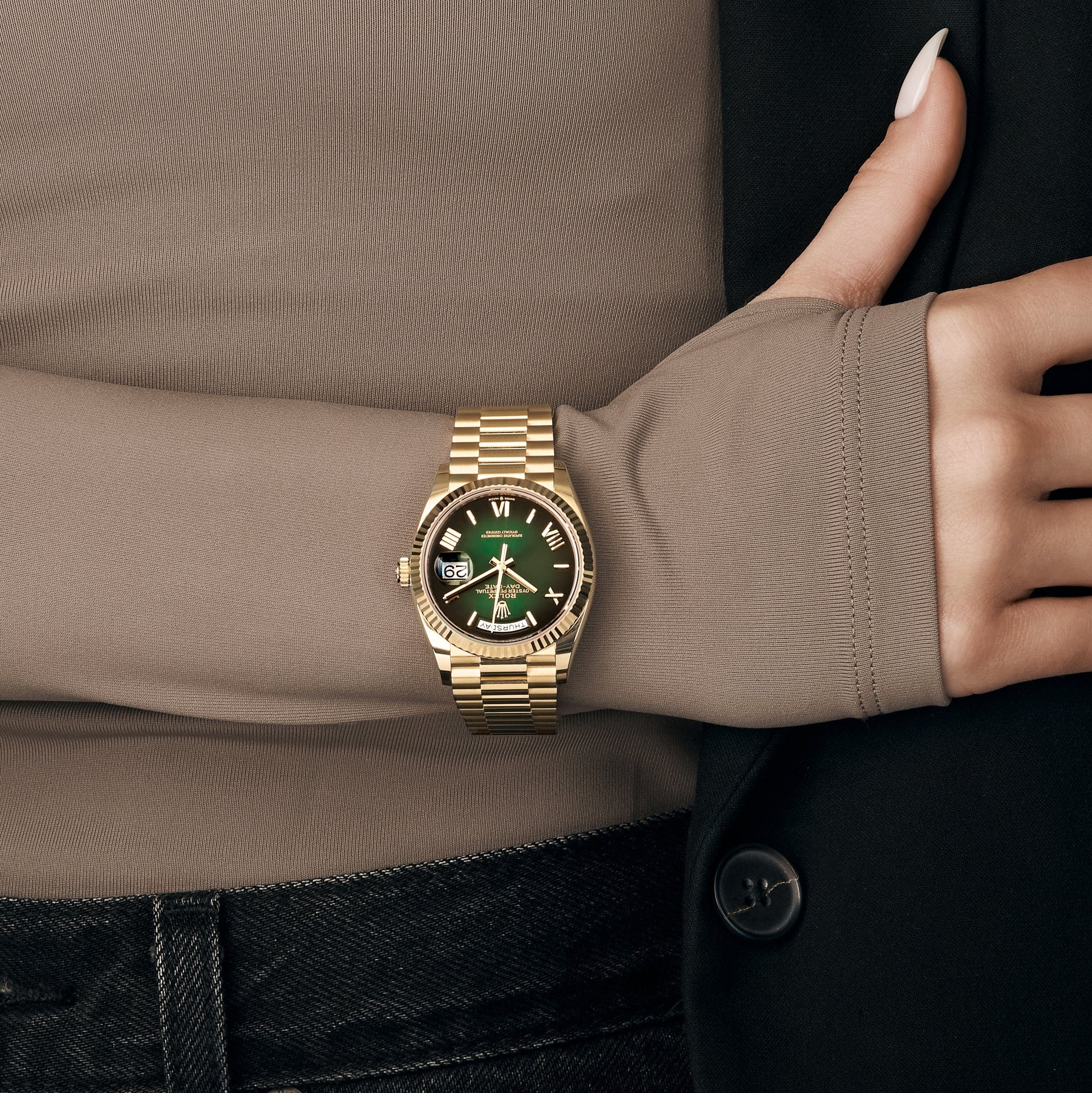 Lorin Daydate 238 36mm Yellow Gold Green Ombre
