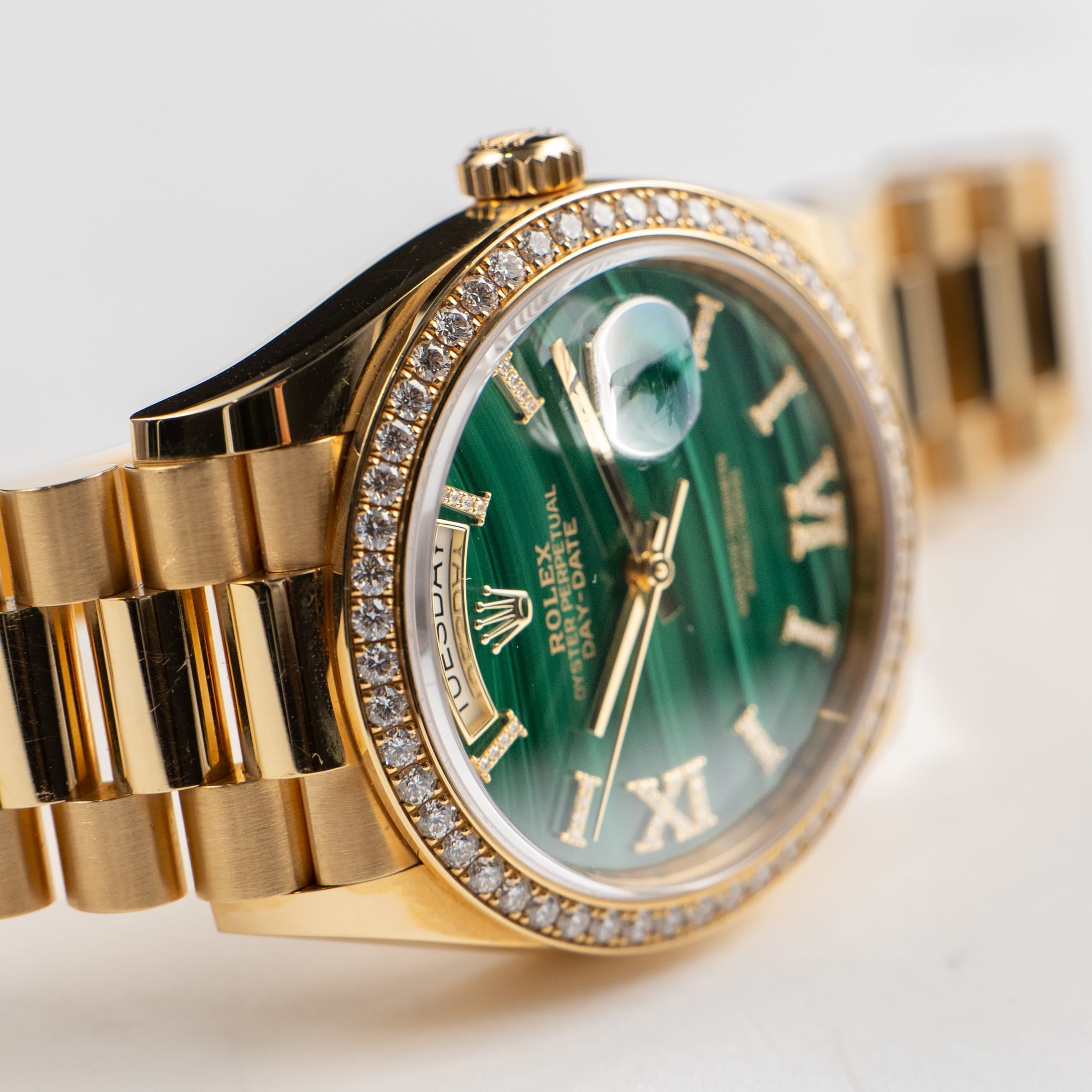 Lorin Daydate 348RBR 36mm Yellow Gold Green Malachite