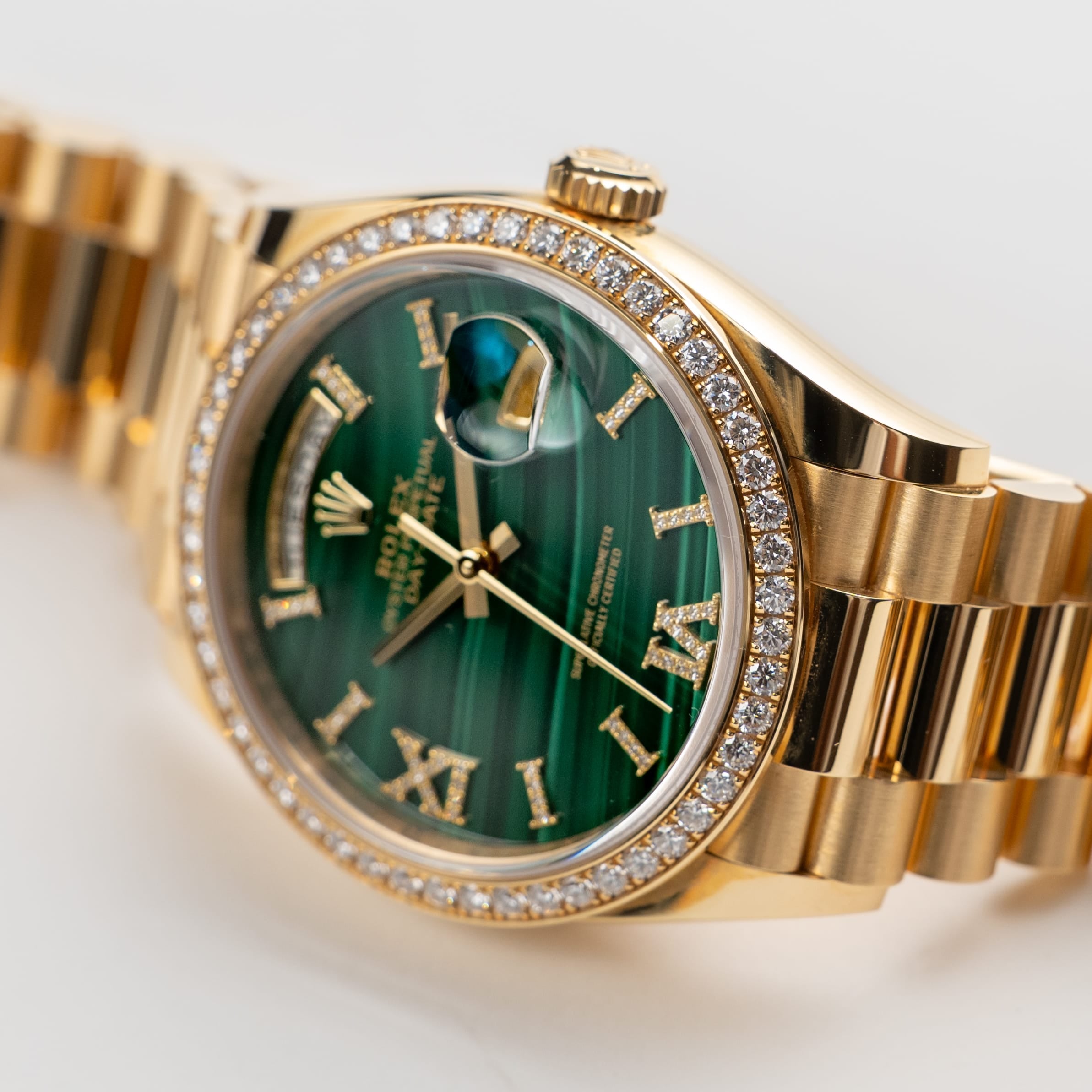Lorin Daydate 348RBR 36mm Yellow Gold Green Malachite