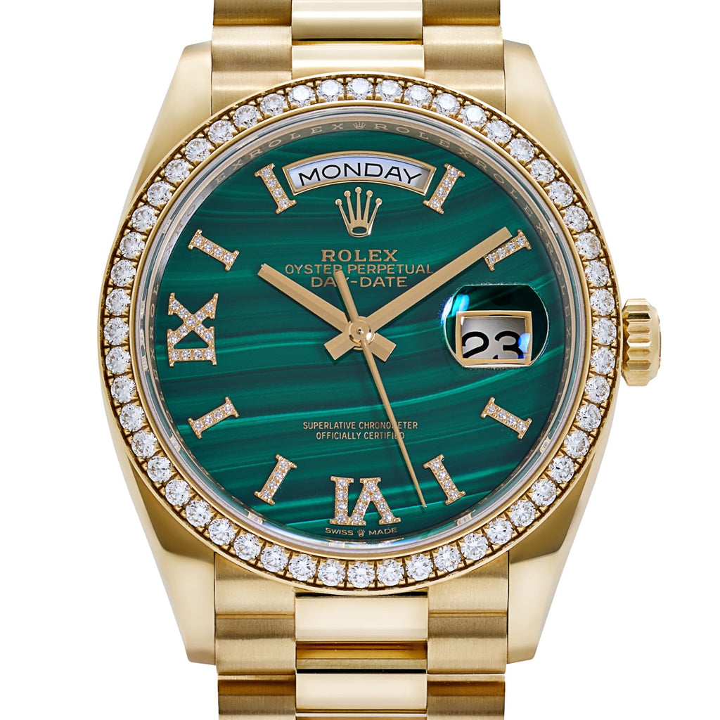 Lorin Daydate 348RBR 36mm Yellow Gold Green Malachite