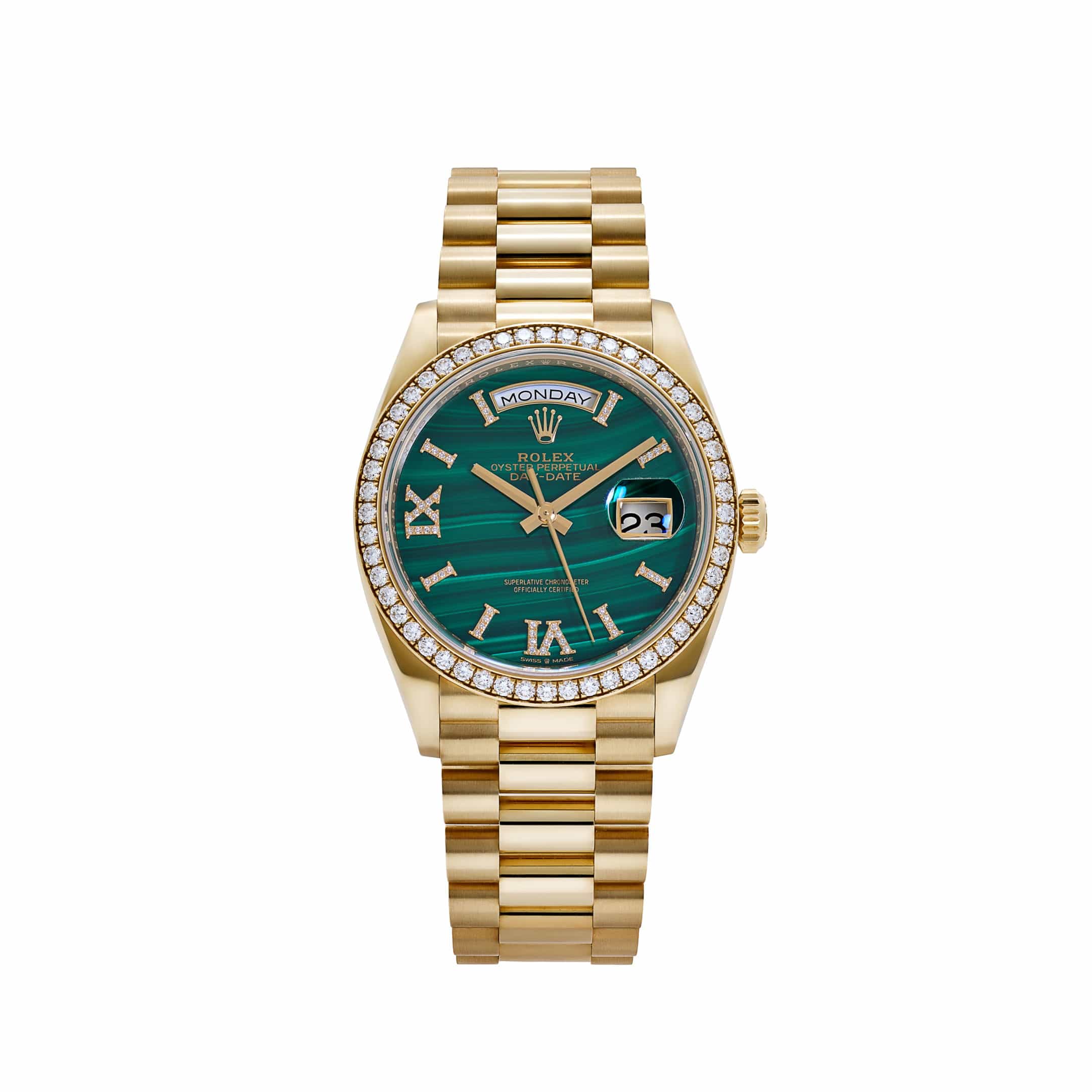 Lorin Daydate 348RBR 36mm Yellow Gold Green Malachite