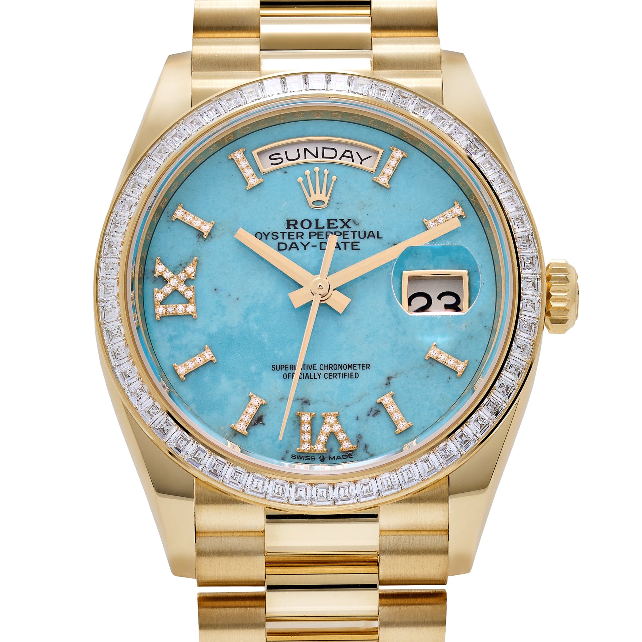 Lorin Daydate 398TBR 36mm Yellow Gold Turquoise